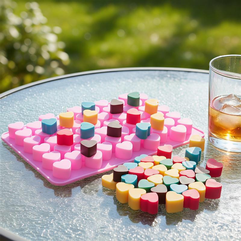 Soap Making Tray - 55グリッド ハート型シリコンケーキ型 BPAフリー 再利用可能 ノンスティックトレイ チョコレート