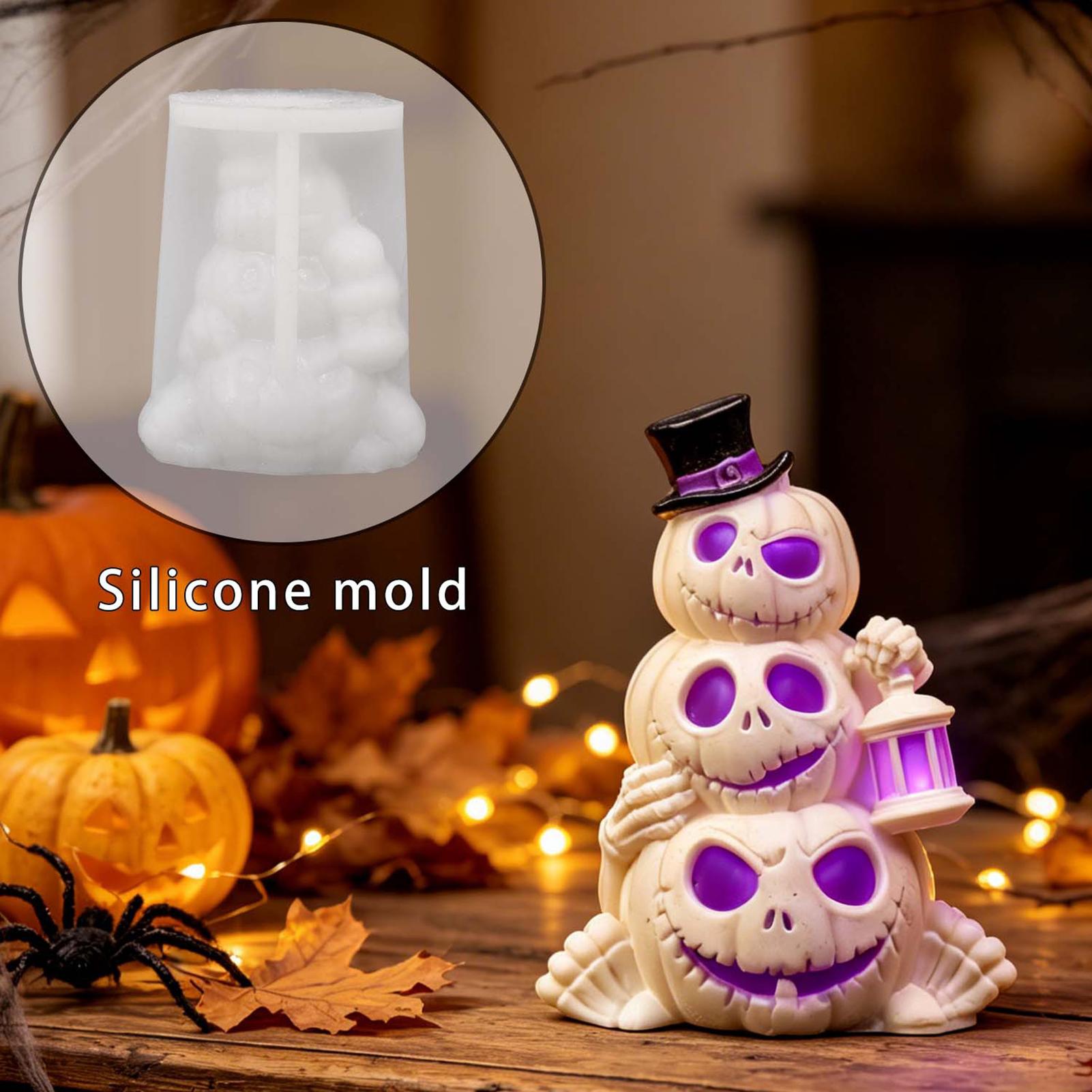 Soap Making Kit For Beginners - 3D 3層ハロウィンパンプキンスカルシリコンモールド キャンドルソープ石膏レジンクラフトキット トップハットデコレーション DIYベーキングツール パーティーグッズ