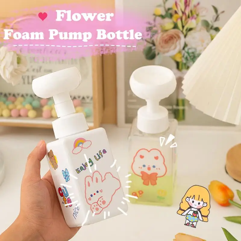 Soap Making Jar - 250/450 ミリリットル花の形の泡ポンプディスペンサーボトルプラスチック SquareEmpty 液体ハンドソープシャンプー容器漫画瓶家庭用