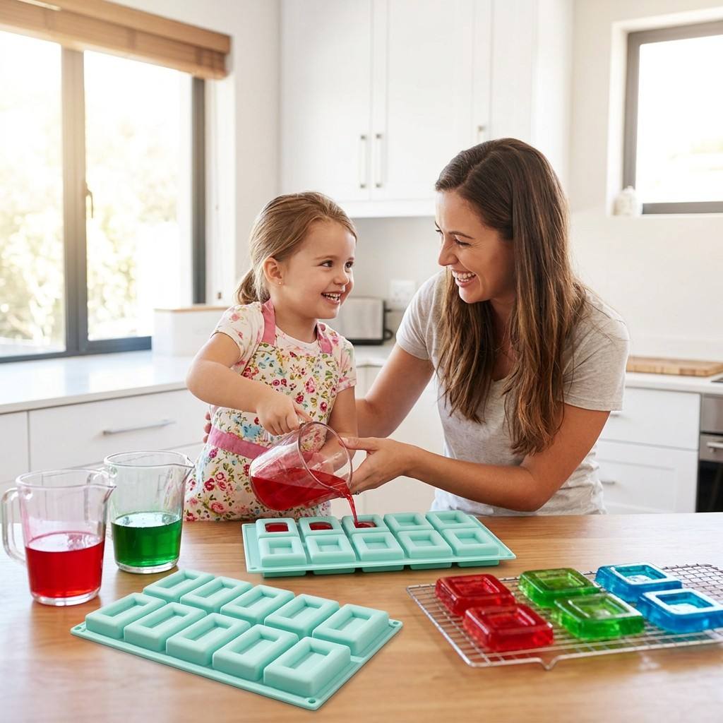 ノンスティック10穴長方形シリコン製ベーキングモールド、フレ - Soap Making Tray のレビューと価格