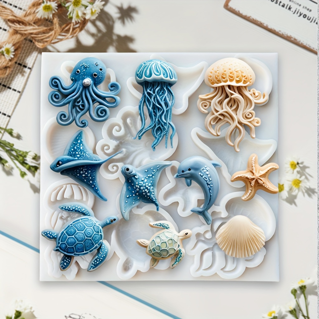 海の生き物シリコンモールド タコ クラゲ イルカ カメ フォ - Soap Making Base のレビューと価格