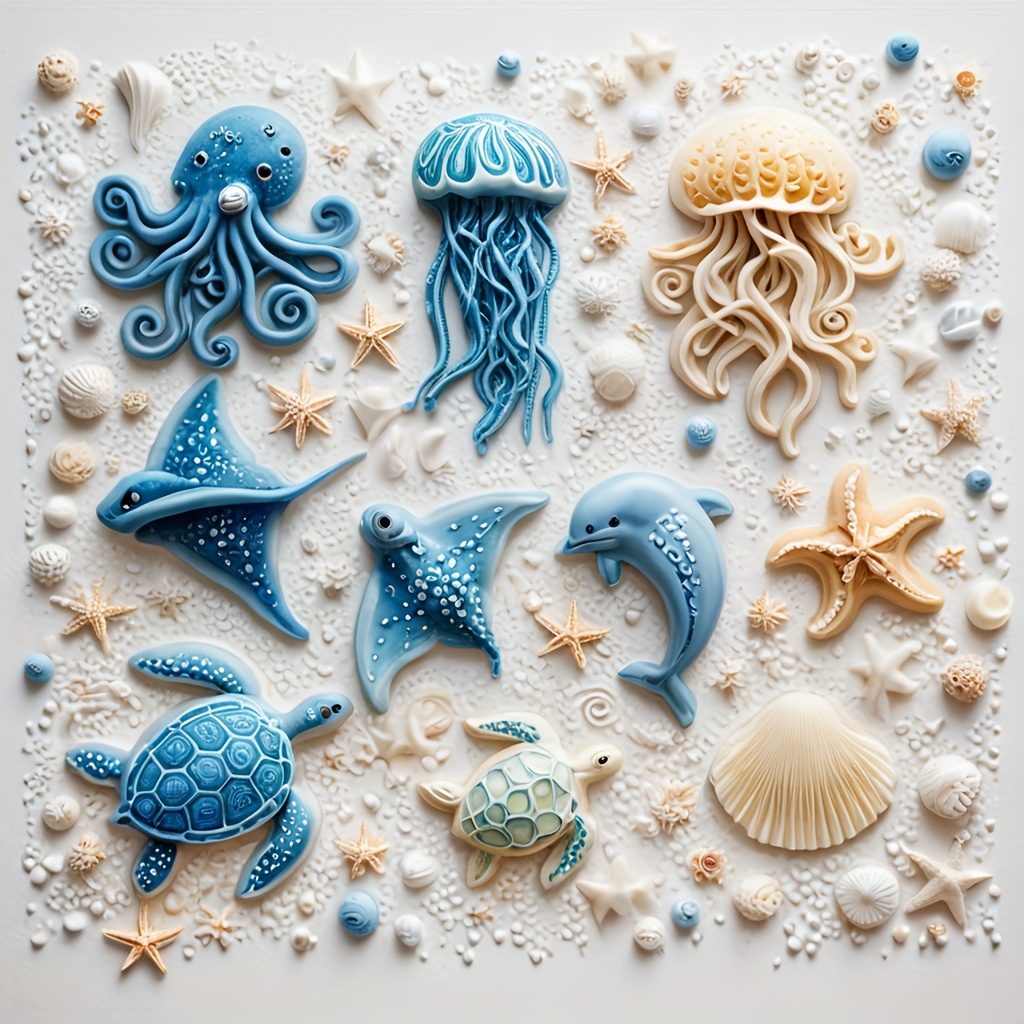 海の生き物シリコンモールド タコ クラゲ イルカ カメ フォ - Soap Making Base のレビューと価格