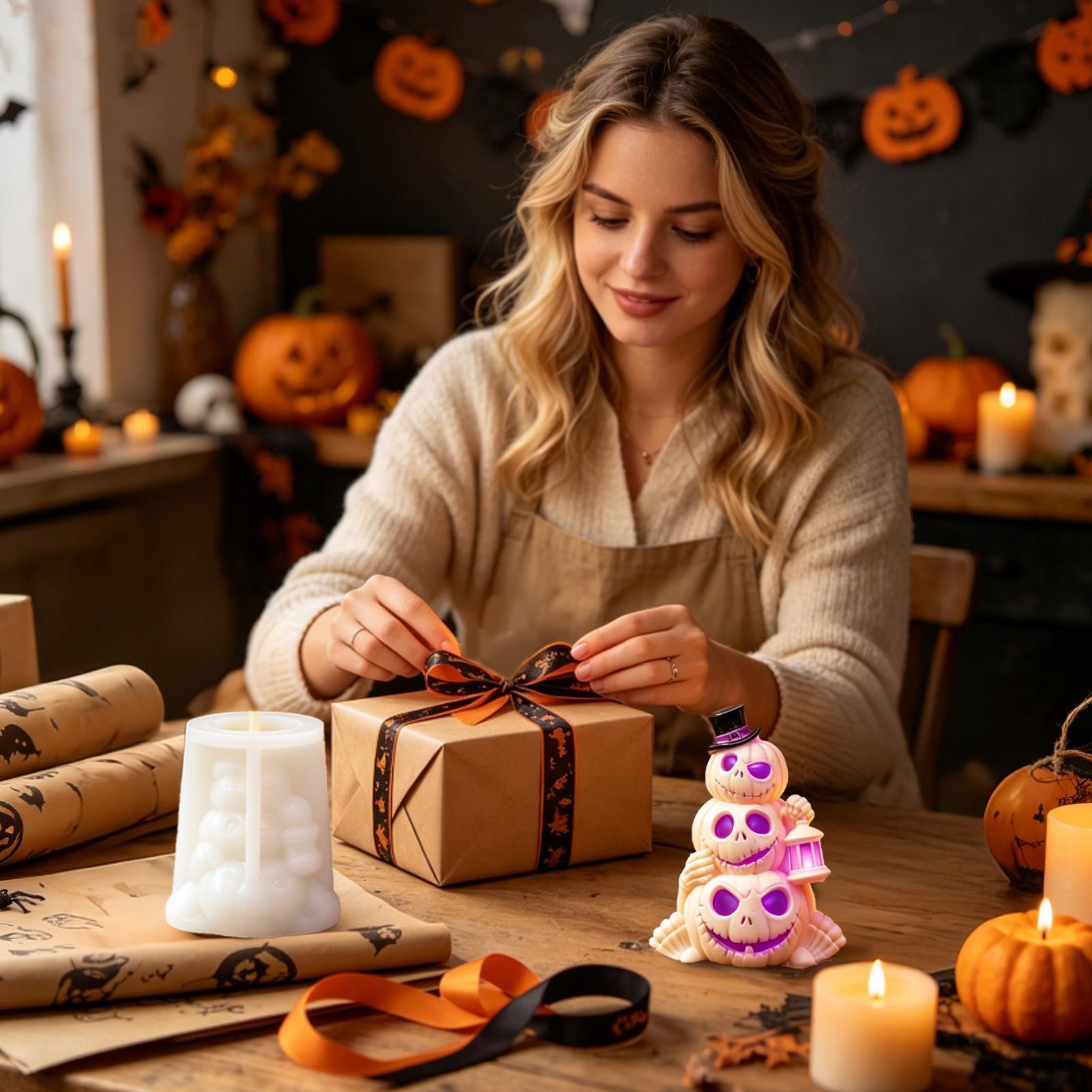 3D 3層ハロウィンパンプキンスカルシリコンモールド キャン - Soap Making Kit For Beginners のレビューと価格