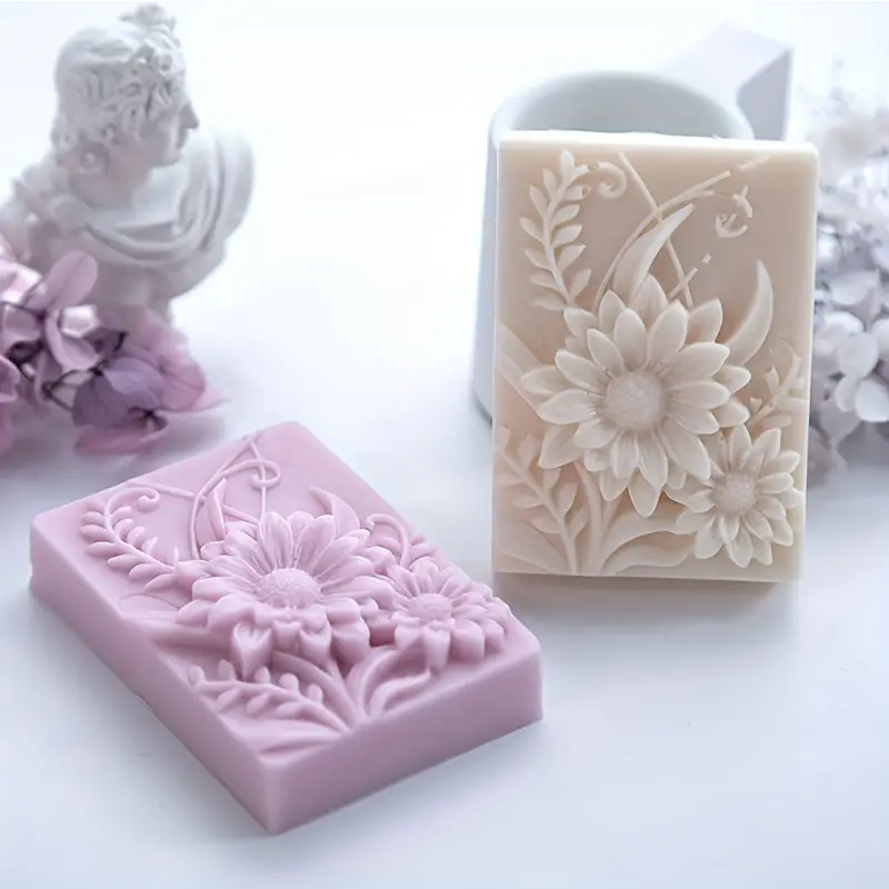 3D フラワースクエア石鹸シリコーン型長方形手作り香りキャン - Soap Making Base のレビューと価格