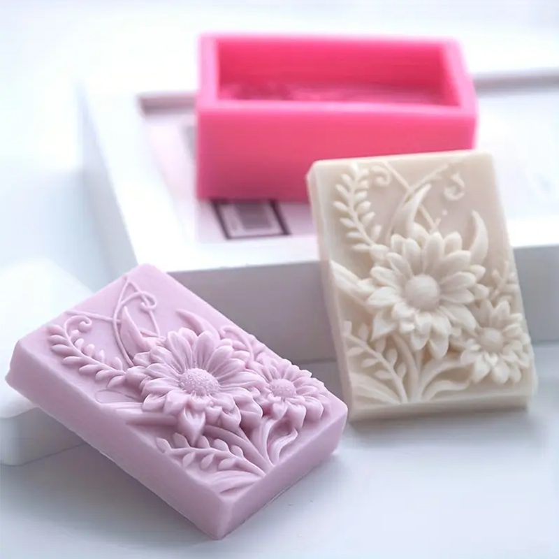 3D フラワースクエア石鹸シリコーン型長方形手作り香りキャン - Soap Making Base のレビューと価格