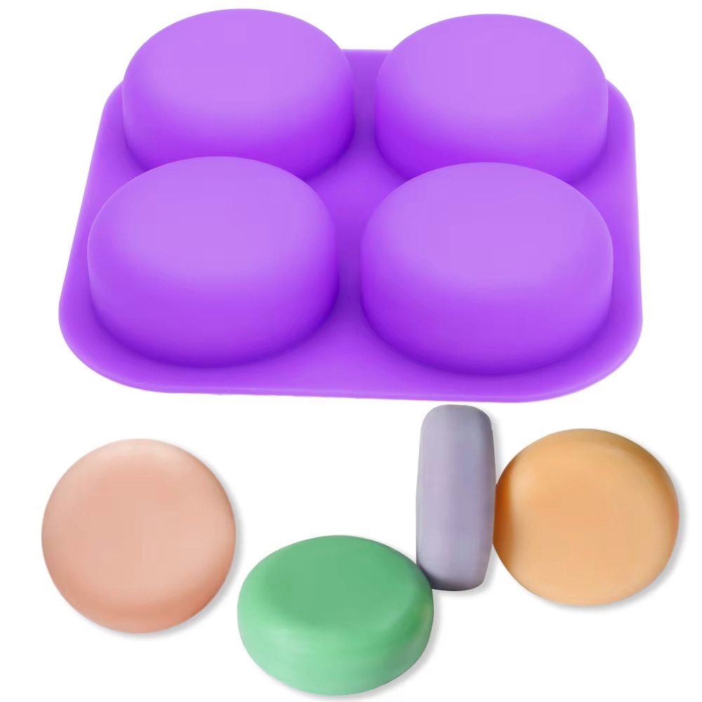 1-2個入り 4つの空洞を持つ再利用可能な丸型シリコン石鹸型 - Soap Making Tray のレビューと価格