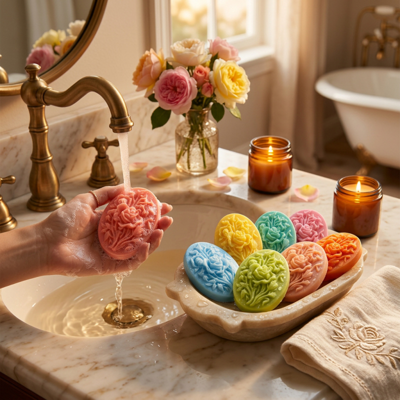 花の形をしたシリコンモールド4個、簡単に型抜きでき、再利用可 - Soap Making Tray のレビューと価格
