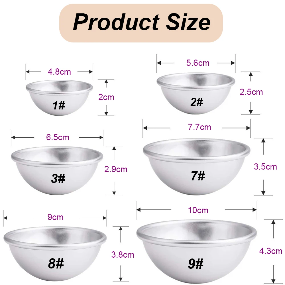 4個入りセット、半球形のバスボール型、アルミニウム合金製、D - Soap Making Base のレビューと価格